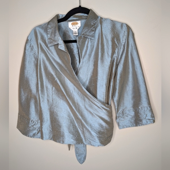 Talbots Vintage Silk Wrap Top sz 12 - Picture 1 of 6